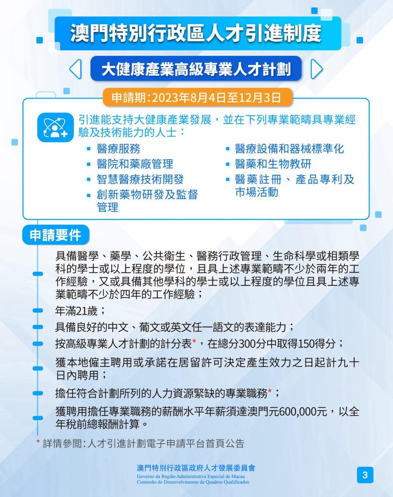 今日起澳門接受這三類人才計劃申請，拿澳門身份的機會來了！